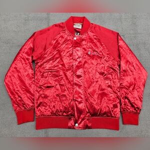 Scotch & Soda Men red satin bomber jacket L Snap Button Full-Zip The Free Spirit